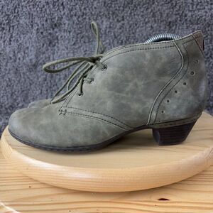 Rockport Cobb Hill Aria Boot Womens 9 Green Distressed Leather Lace Up Booties